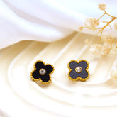 Enamel Clover Spark Stud Earrings